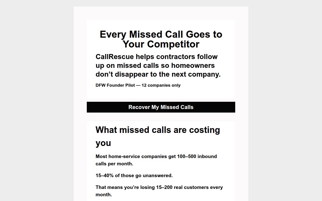 CallRescue – Missed Call Recovery for Businesses (copy)